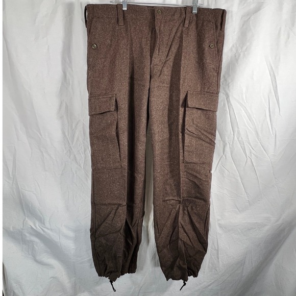 Vtg German Wool Cargo Field Pants Mens 42 Brown Utility Workwear Tactical
